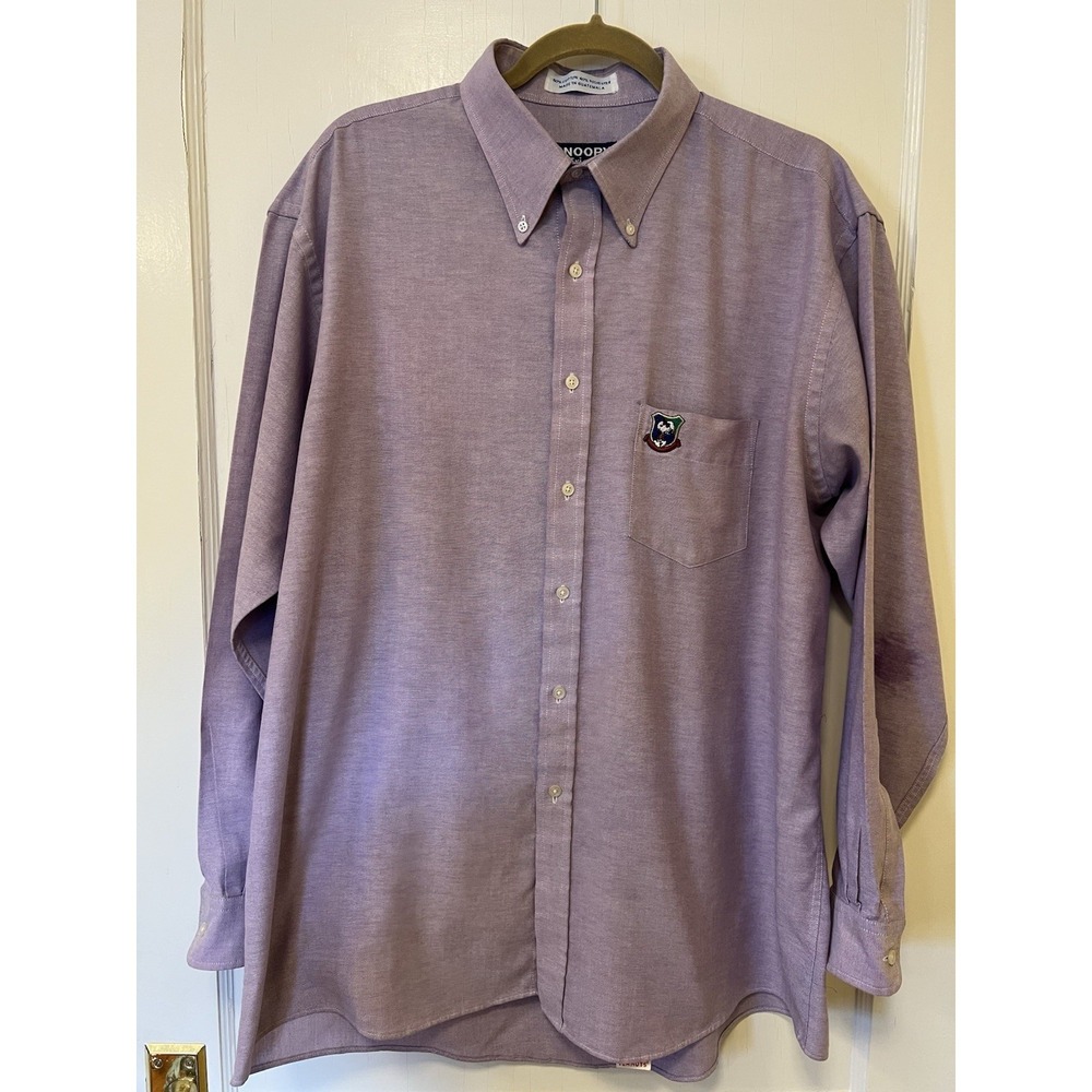Snoopy & Friends Men's Purple Dress Shirt Vtg Sz 17 34/35 Embroidered READ
